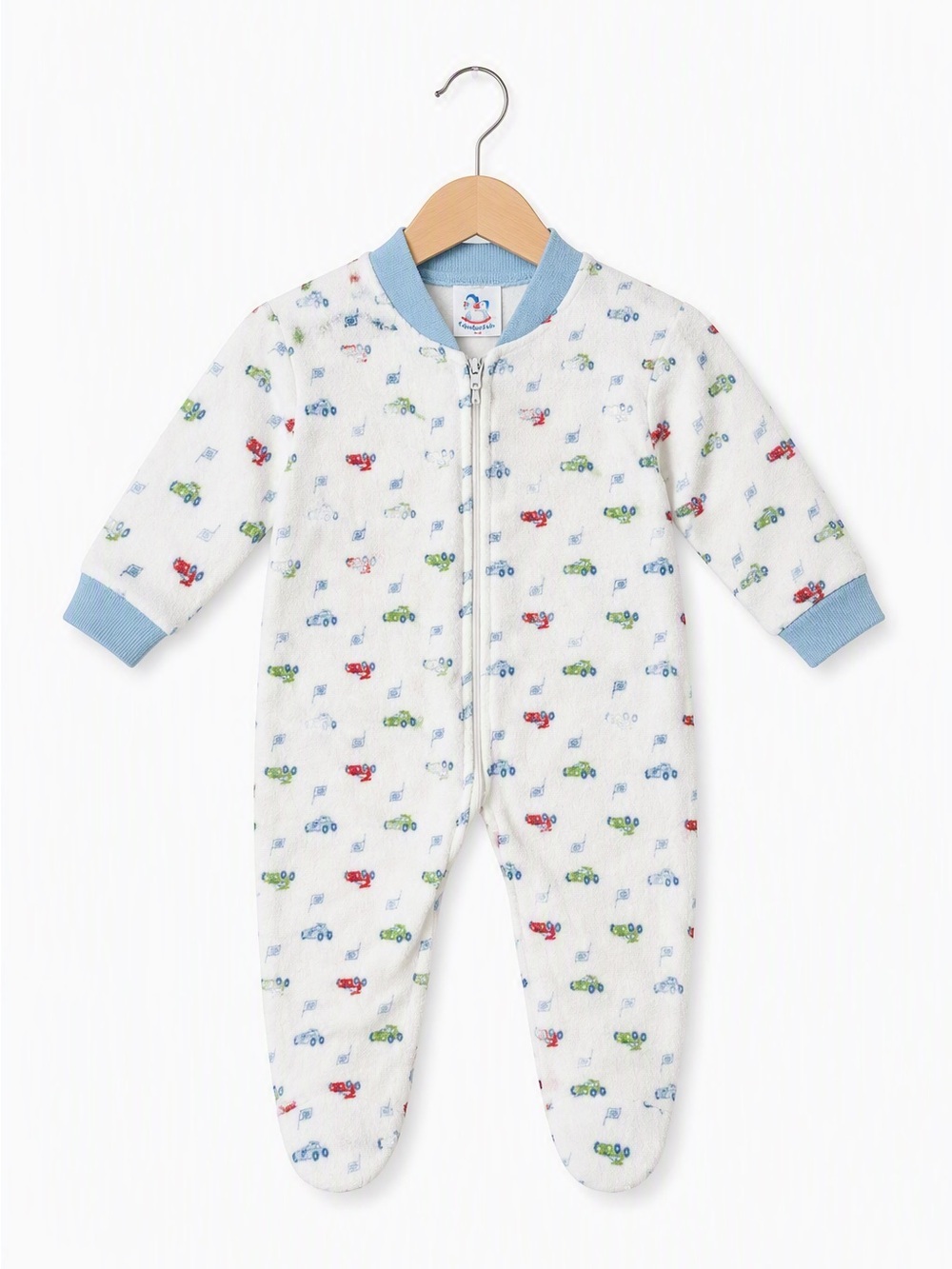 Vintage Tendertyme White Fleece Footed Sleeper Racecar Print S 3-6M retro